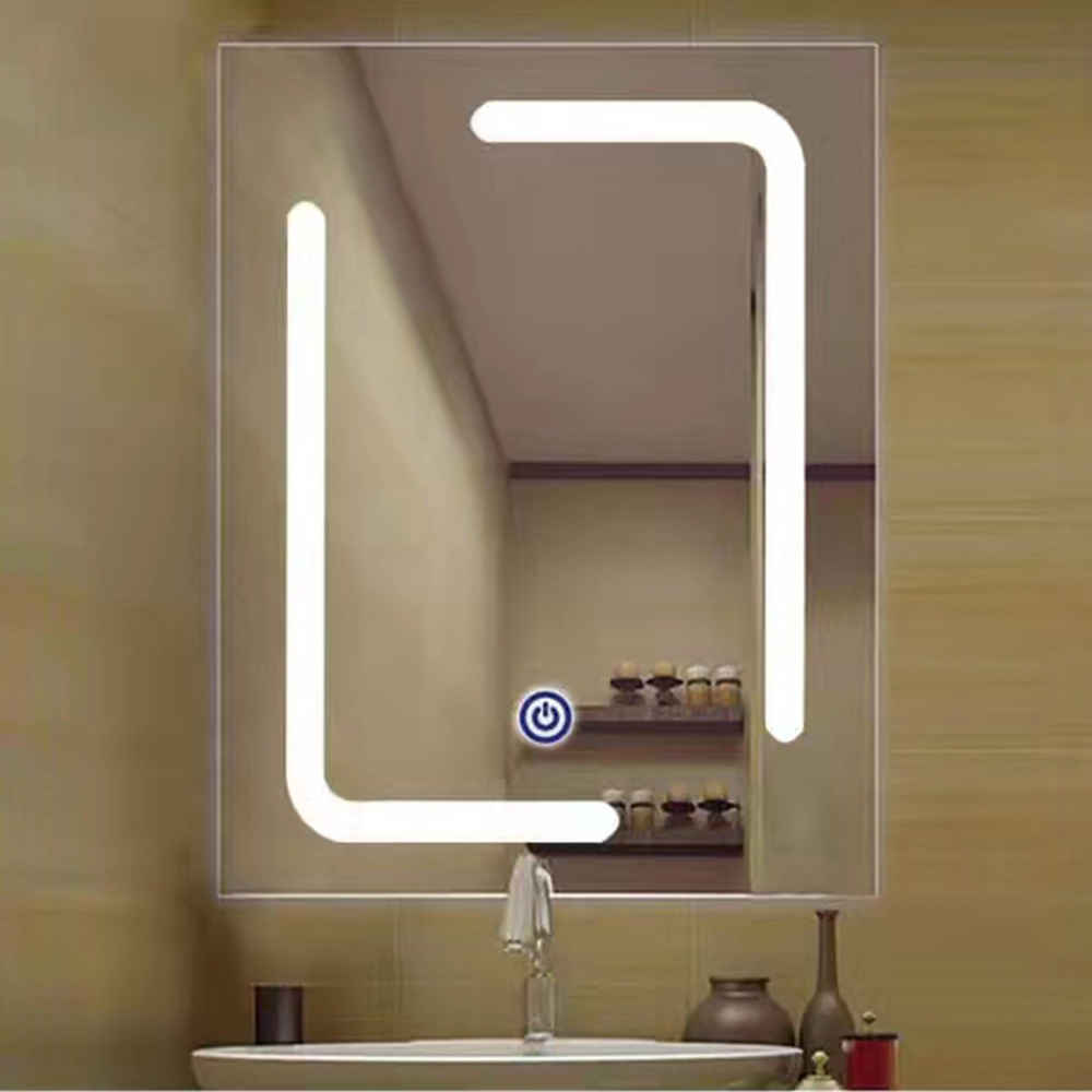 Latest Design All Season Luxury Brass Gold Rectangle Smart Led Bathroom Mirror