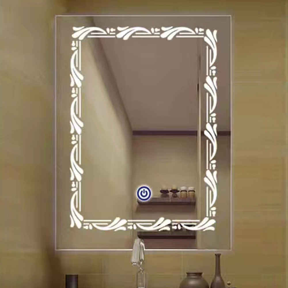 Latest Design All Season Luxury Brass Gold Rectangle Smart Led Bathroom Mirror