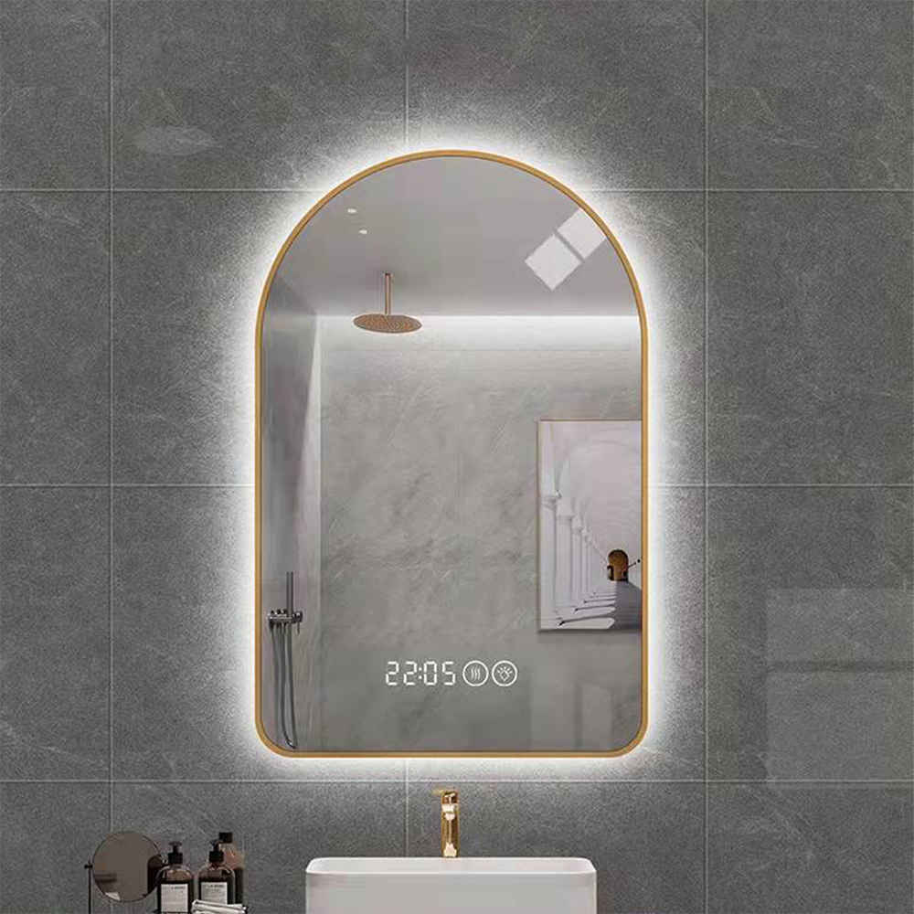 Bucks Home Aluminium Alloy Framed Arch Shape Waterproof Cosmetics Led Mirror For Wall