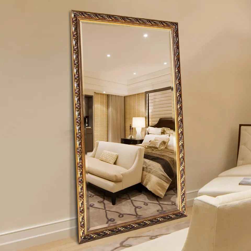 Vintage Dressing Mirror Carved European Style Gold Antique Mirror Full Length Large Mirror