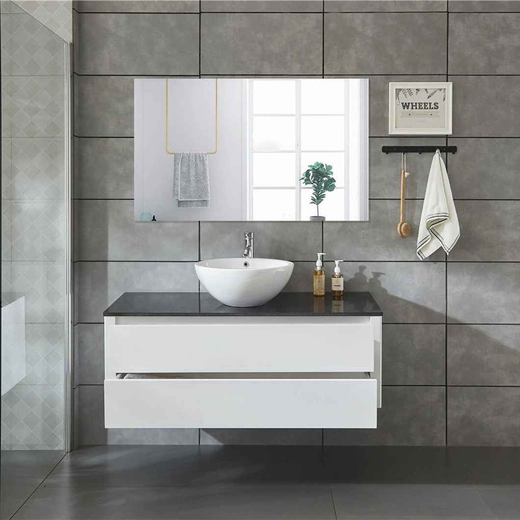39 Inch Modern White Basin Cabinet Bathroom Corner Single Sink Cabinet with Mirror Cabinet