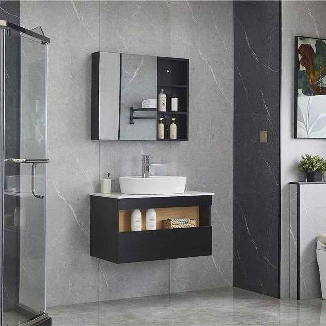 Cheap 30 Inches Black Corner Small Bathroom Ark Suit Modern Waterproof Ceramic Basin Dressing Cabinet