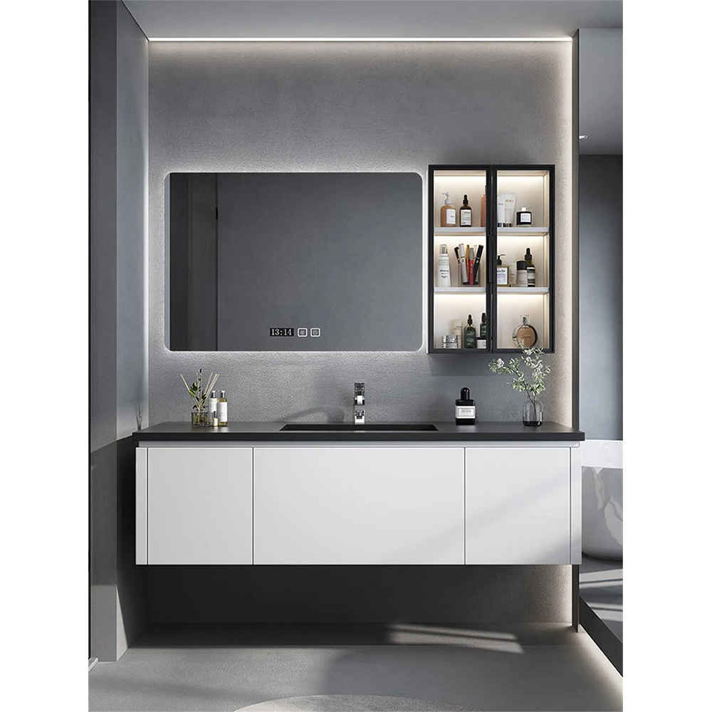 Modern Bathroom Cabinet PVC Bathroom Basin Cabinet Luxury Bathroom Waterproof Shower Cabinet with Smart Mirror