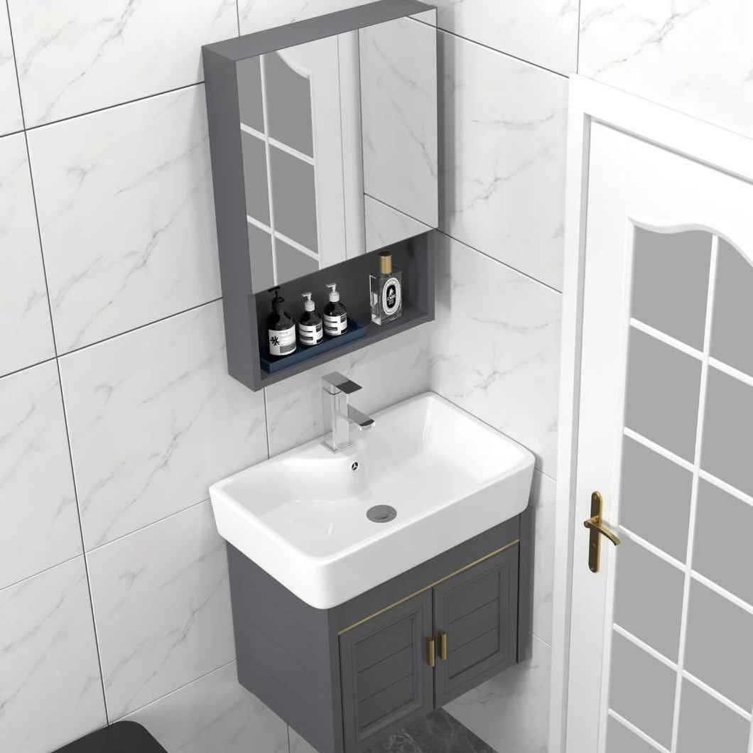 Wall-Mounted Luxury Wooden Corner Waterproof Medicine Cabinet Modern Mini Small Bathroom Cabinet Bathroom with Mirror Cabinet