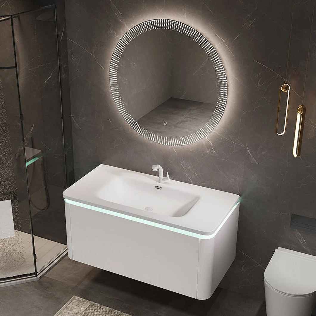 Wall Mounted Bathroom Cabinet Vanity Set Modern Marble Black Waterproof Bathroom Cabinet with Mirror