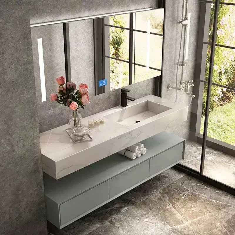 European Modern Bathroom with Mirror 72-Inch Hot Sale Double Sink Melamine Floating Bathroom Vanity