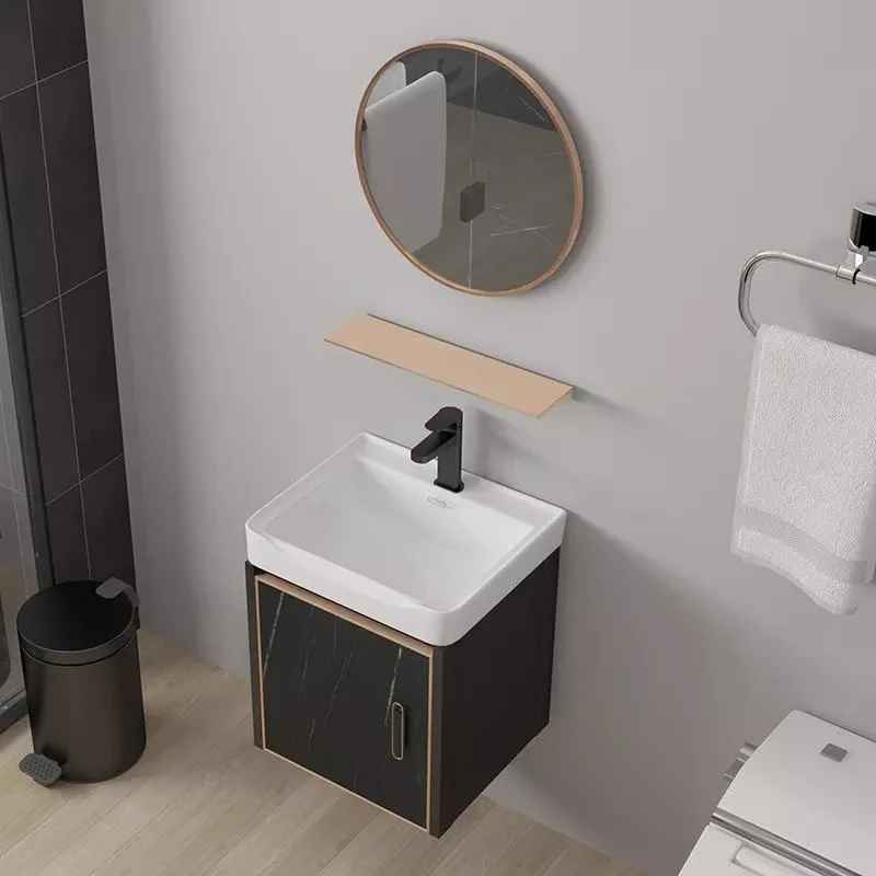 Waterproof Modern Mirror Wall Mounting Aluminum Cabinet Small Vanity Set Bathroom Vanities with Sink