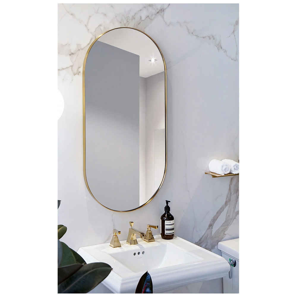 Customized Metal Single Sided Makeup Glass Oval Bathroom Wall Mounted Vanity Mirror