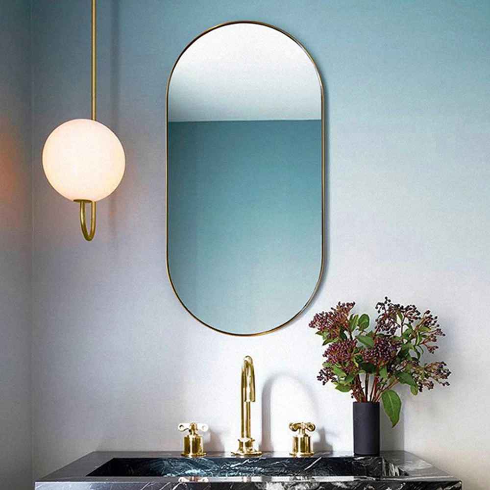 Factory Wall Mounted Metal Makeup Glass Oval Bathroom Gold Mirrors Rustic Vanity Mirror