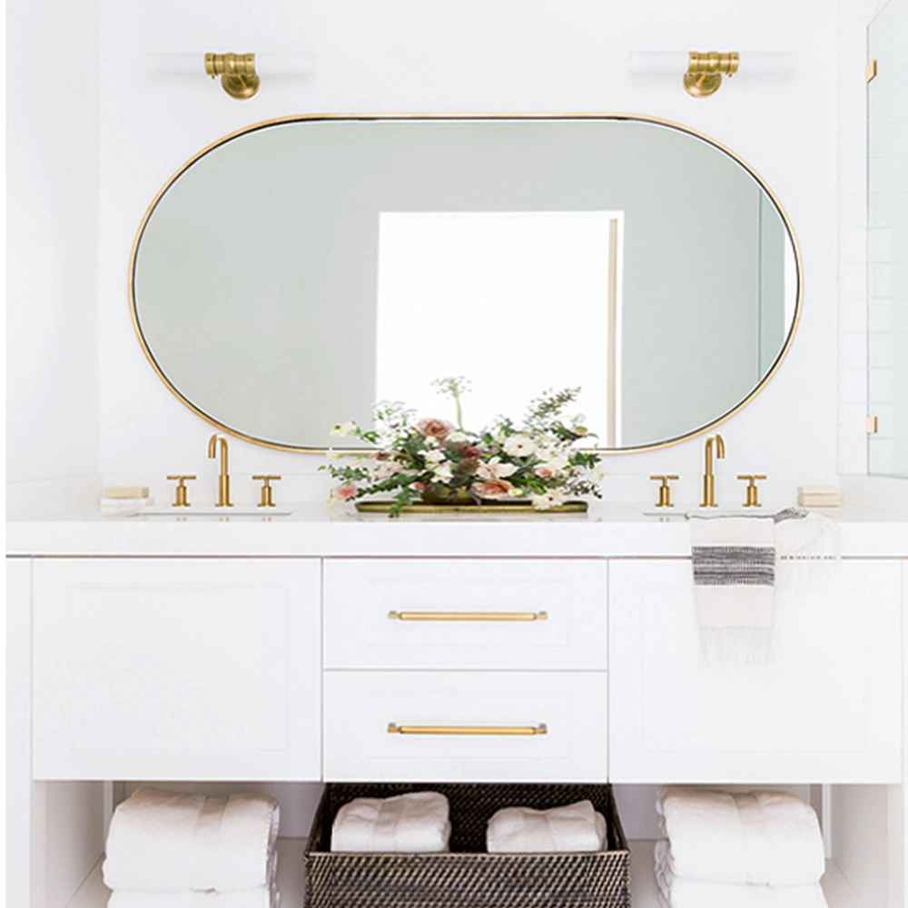 New Silver Oval Wall Mounted Shaving Long Bronze Antique Bathroom Vanity Mirror