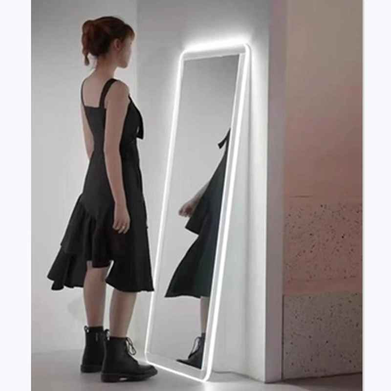 Full Length LED Light Intelligent Acrylic Light Against The Wall Floor Mirror Fitting Square Bedroom Mirror