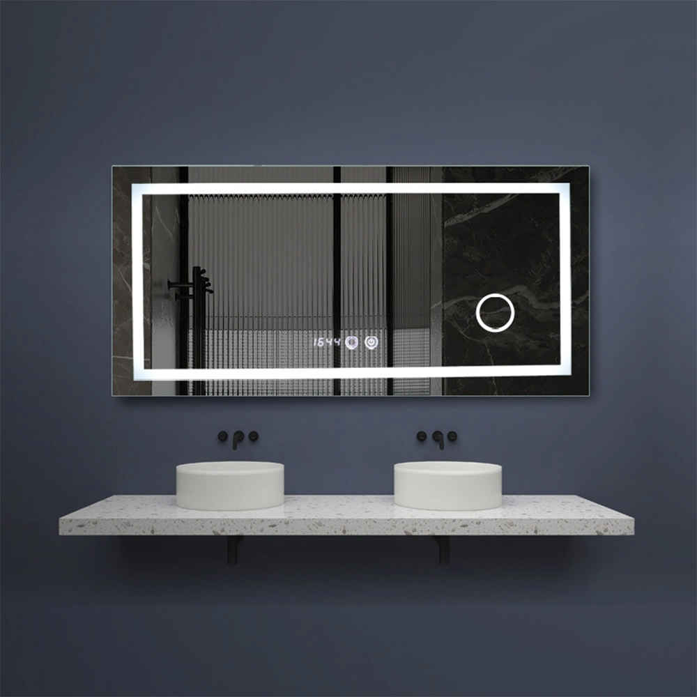 Luxury Home Decorative Smart Wash Basin Mirror LED Bathroom Frameless Backlit Wall Glass Vanity Mirror